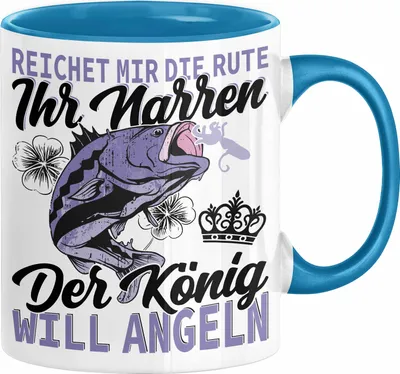 Produktbild von Angler Geschenk Tasse Spruch Männer Angeln Geschenkidee Kaffee-Becher Fischer Angeln (Blau)