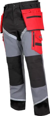 Produktbild von Hose Schwarz-Grau-Rot 100% Baumwolle Mit Reflektierenden, "Xl", Ce, Lahti