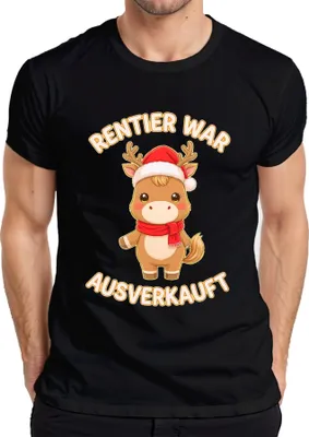 Produktbild von Rentier war t Weihnachten süß Geschenk Kinder lustig Herren T-Shirt, Schwarz, XXL