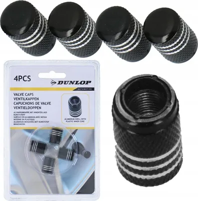 Obrázok produktu pre Dunlop Krytky ventilov automobilov - 4 kusy Krytky ventilov automobilov - Krytky ventilov pneumatík 16,8 x 10,9 mm