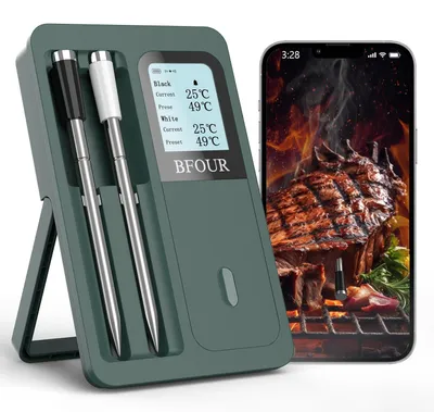 Draadloze vleesthermometer mit 2 Sonden, Bluetooth, LCD, App