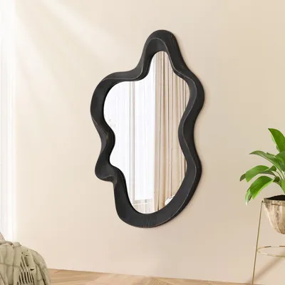 Productafbeelding van Elzusha - Asymmetrische Wandspiegel in Cloudvorm met Houten Frame