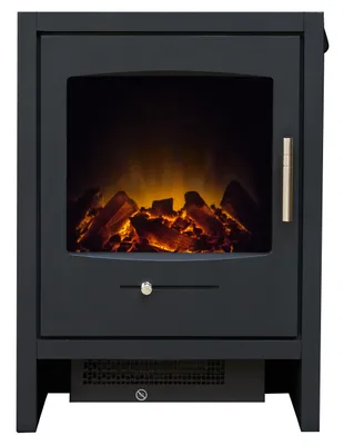 Immagine prodotto di Adam Bergen caminetto elettrico in colore antracite, autoportante, dimensioni 56 cm x 40 cm x 30,1 cm, effetto fiamma LED