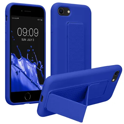 Produktbild von kwmobile Handyhülle für Apple iPhone SE (2022) / SE (2020) / 8 / 7 Hülle - TPU Silikon Case mit Fingerhalter und Stand - Schutzhülle Cover in Baltik
