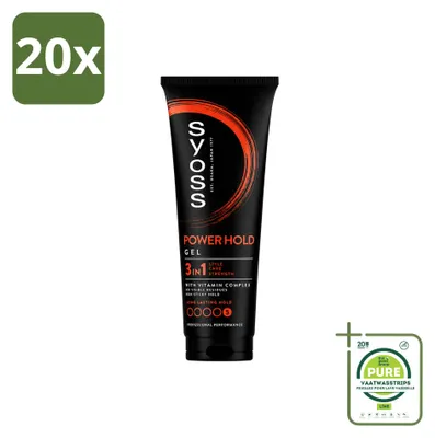 Immagine prodotto di 20 flaconi di gel fissante Syoss Power Hold - Fissaggio extra forte - 250 ml - Confezione grande - 20 pezzi