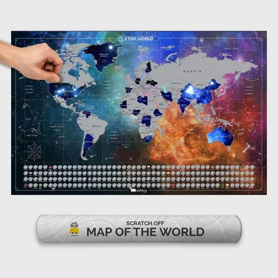 Immagine prodotto di Giallobus - Mappa del mondo da grattare - 68L x 43,5l cm - Carta Patinata - 03 - Stellar World Map