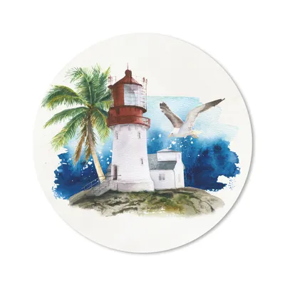 Produktbild von MuchoWow® Mauspad Mousepad Leuchtturm - Vogel - Aquarell 30x30 cm - Mousepads - Maus Mat - Pad - Mausunterlage - Tischunterlage - Schreibtischmatten