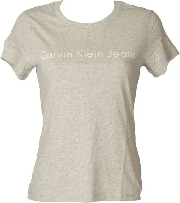 Zdjęcie produktu dla T-shirt damski CK CALVIN KLEIN JEANS bawełniany z krótkim rękawem i okrągłym dekoltem ZW0ZW01369 LOGO T SHIRT, P01 jasnoszary wrzosowy, M, 100% bawełna