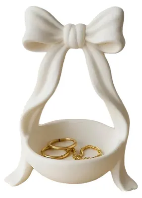 Produktbild von Dekorative Schleifen-Schmuckschale, Schlüsselablage aus Kunstharz, Ring- und Ohrringhalter, Schmuckschale, Geschenk für Mutter, Freundin, Ehefrau, Schwester