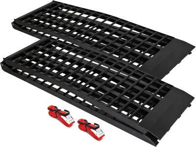 Immagine prodotto di 2 rampe di carico in alluminio - 274 cm, 680 kg - rampa di carico per moto, supporto per rampa, pieghevole
