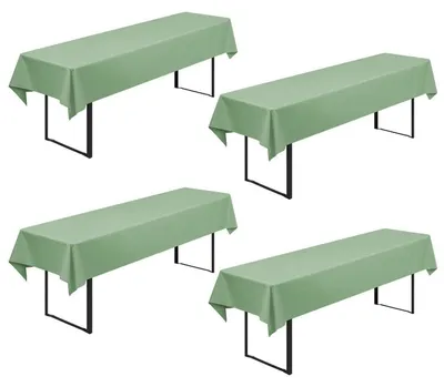 Image de Housses pour nappes de table, 4 pièces, couleur vert sauge, 250 x 100 cm, en polyester, lavables