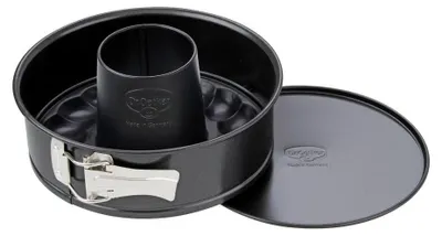 Productafbeelding van Dr. Oetker Springvorm met platte bodem en rand, diameter 20 cm, bakvorm met platte bodem, ronde bakvorm van staal met antiaanbaklaag (kleur: zwart)