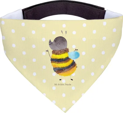 Produktbild von Mr. & Mrs. Panda Bandana Hummel flauschig - Gelb Pastell - Geschenk, Natur, Halstuch für Hund, Hunde Hals Tuch, Schal, Lustige Sprüche, Biene, Blume