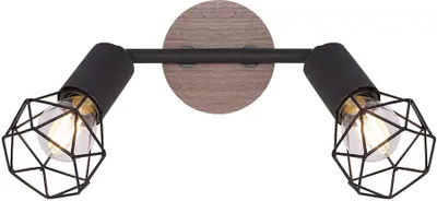 Produktbild von Deckenlampe, 2 flammig, Metall Holz, schwarz, Spots beweglich
