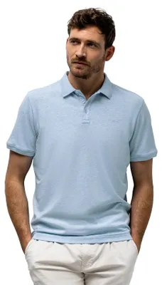 Produktbild von Meliertes hellblaues Kurzarm-Poloshirt State of Art