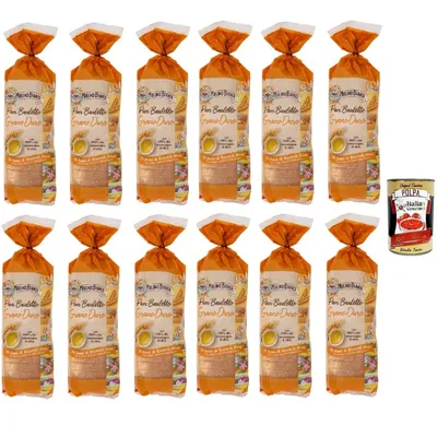 Produktbild von 12x Mulino Bianco Pan Bauletto al Grano Duro 400g, Hartweizengrießbrot 400gr + Italian Gourmet polpa 400gr