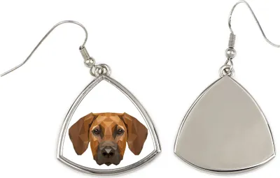 Immagine prodotto di Rhodesian Ridgeback - Orecchini con immagine e scritta "Cane geometrico" di Art-Dog