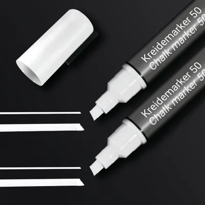 Imagen del producto de SIGEL BA184: Marcadores de tiza, punta de cincel, 1-5 mm, color blanco, paquete de 2 unidades