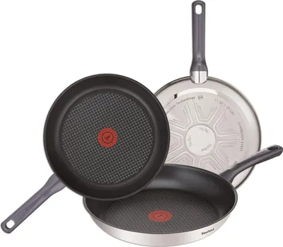 Produktbild von Kochgeschirr-Set, 11-teilig (Kochtopf 16 cm, Kochtöpfe 20/24 cm mit Deckel, Bratpfanne 28 cm, Schneebesen, Schöpfkelle, Löffel, Pfannenwender