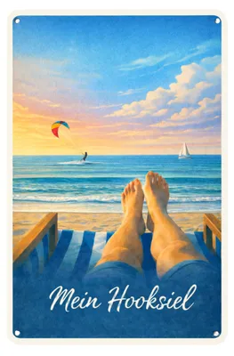 Produktbild von Blechschild 20x30cm Mein Hooksiel Nordsee Strand Metallschild Maritime Wanddeko Küstenliebe Urlaub Strandhaus AstraDesign