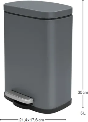 Image de Spirella poubelle cosmétique 5 litres en inox avec abaissement automatique et seau intérieur "Akira" Poubelle de salle de bain Softclose poubelle grise mate
