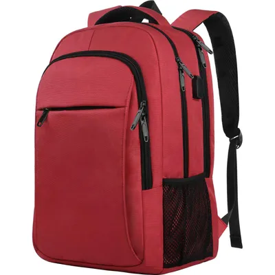 Produktbild von MODFU Reise-Laptop-Rucksack, übergroßer Business-Rucksack mit USB-Ladeanschluss, wasserdichte Computertasche, Männer- und Frauenarbeits-Anti-Diebstahl-College-Rucksack, Rot