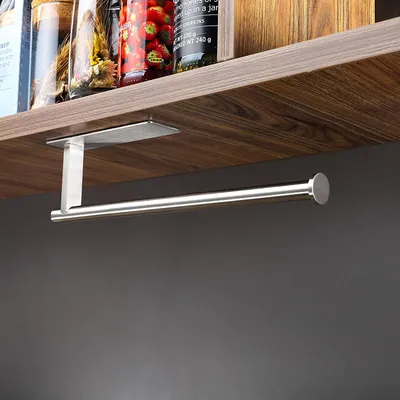 Produktbild von Küchenrollenhalter ohne Bohren Küchenpapierhalter Selbstklebend Papierrollenhalter unter Schrank, Edelstahl SUS304, 31.7cm