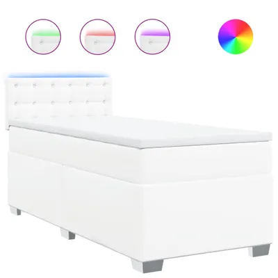 Image de vidaXL Lit boxspring avec matelas blanc 100x200 cm similicuir