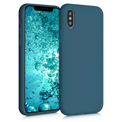 Produktbild von kwmobile Hülle kompatibel mit Apple iPhone XS Hülle - gummierte TPU Silikon Handyhülle - Schutzhülle für kabelloses Laden - Case in Petrol matt