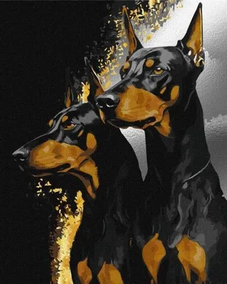 Obrázok produktu pre Maľovanie podľa čísel – Verní dobermani 40 x 50 cm – Ideyka