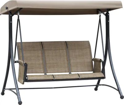 Produktbild von Fortuna Lai Hollywoodschaukel mit Seitentasche, 3-Sitzer Gartenschaukel mit verstellbarem Sonnendach, Schaukelbank belast bis 300kg, für Garten, Terrasse, 196 x 128 x 172 cm, Braun