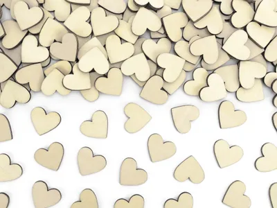 Immagine prodotto di Decorazione a spruzzo Cuori di legno 20 mm, 50 pezzi