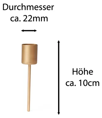 Produktbild von Novaliv 4x Stabkerzenhalter gold I Kerzenpick 10 x 2,5 cm Kerzenstecker für Stabkerzen Weihnachtsdekoration I Kerzenpin Adventskranzdekoration Kerzenleuchter