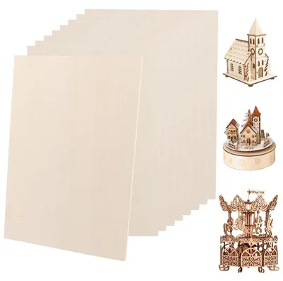 Productafbeelding van Multiplexplaat 300 x 210 x 5 mm - 10 stuks hobbyhoutplaten - Balsahout - Hobby - DIY - Ideaal voor laserprojecten - Hobbyhout