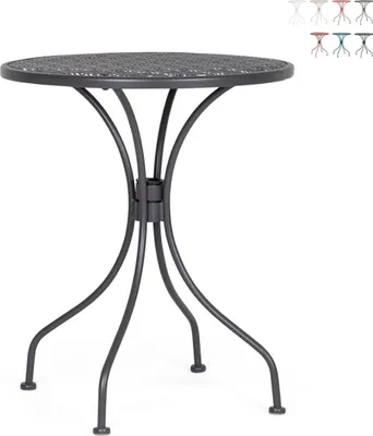 Produktbild von Runder Gartentisch 60 cm im Vintage Shabby-Chic-Stil Lizette YES - Anthrazit