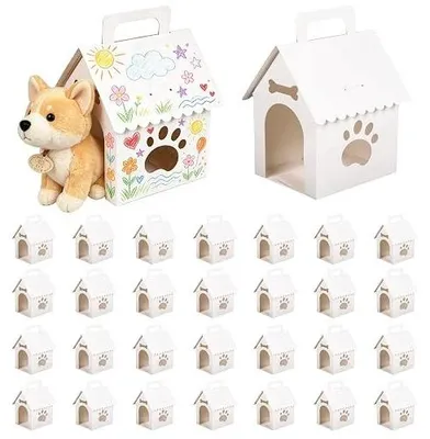 Zdjęcie produktu dla Pudełka prezentowe domek kartonowe białe zestaw 30 szt. DIY