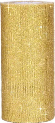 Productafbeelding van Tule stof - 15,5 cm - Glitter - Rol - 60 cm - Bruiloft - Kerstmis - Feest - Decoratie - Sierband - Decoratiestof - Goud
