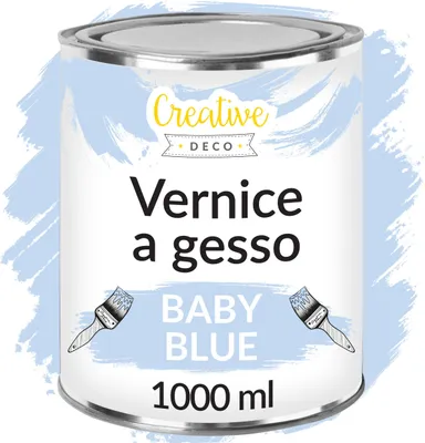 Immagine prodotto di Creative Deco Vernice a Gesso Baby Blu | 1L | Vernice per Legno Opaca, Lavabile | Chalk Paint| Pittura Mobili per Restauro di Mobili e Decorazione