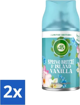 Produktbild von Air Wick - Lufterfrischer Nachfüller - Frühlingsbrise & Inselvanille - Automatisches Spray - 250 ml - Vorteilspack - 2 Stücke