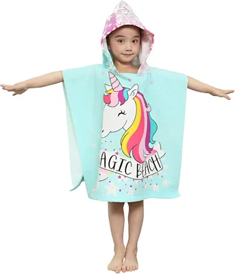 Obrázok produktu pre Hooded Towel pre Deti, Pončo Uterák s Kapucňou, 61 x 91 cm, pre Pláž a Plávanie
