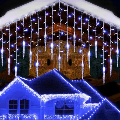 Christmas lights decorating the exterior of a house.
