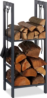 Produktbild von relaxdays Kaminholzregal mit 2 Ablagen