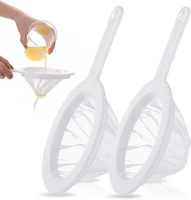 Immagine prodotto di Set di filtri in nylon Ibenzoa® composto da 2 pezzi – due grane (fine e grossa), senza BPA, resistente al calore, impugnatura ergonomica – filtri da cucina per filtrare salse, brodi e tè