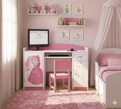 Immagine prodotto di Happy Babies scrivania per bambini 125x89x60 piccola scrivania da lavoro ufficio bianco rosa scrivania per computer con vassoio per tastiera mobili per bambini con cassetti modello per bambini