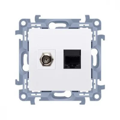 Obrázek produktu pro Anténa F + zásuvka RJ45 bílá SIMON 10