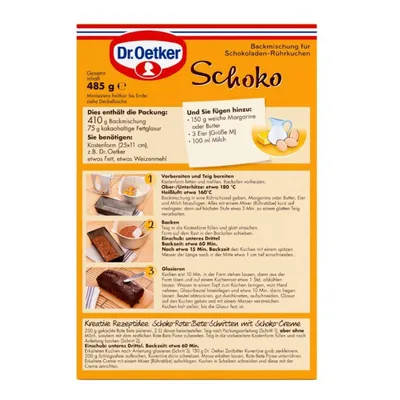 Zdjęcie produktu dla Dr Oetker Ciasto czekoladowe ekstra wilgotne i puszyste mieszanka do pieczenia 480g