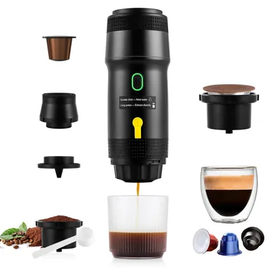 Tragbare Espressomaschine 3-in-1, Schwarz, 20 bar, 7500 mAh