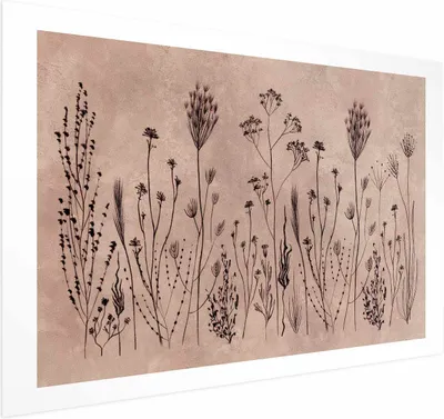 Produktbild von Posterpapier Poster - Field Flowers - black plants on a lime wash background 60x40 cm Blumen b-A-10447-ao-a