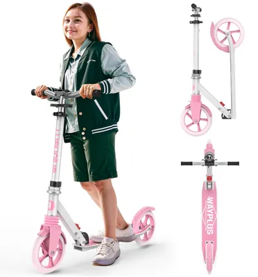 Immagine prodotto di Monopattino pieghevole - Ruote da 20 cm - Peso massimo: 110 kg - Regolabile in altezza in 4 posizioni, adatto a bambini e adulti - Leggero - Rosa
