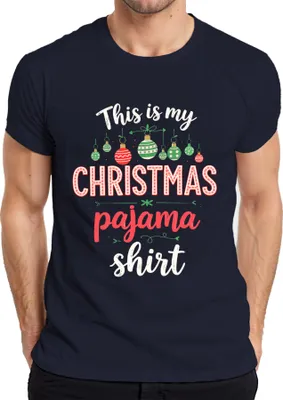 Produktbild von This is my CHRISTMAS pajama shirt Weihnachten Pyjama Geschenk Herren T-Shirt, Navy, L